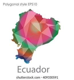 Ecuador map in geometric polygonal style.Abstract gems triangle,modern design background.