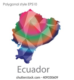 Ecuador map in geometric polygonal style.Abstract gems triangle,modern design background.