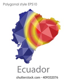 Ecuador map in geometric polygonal style.Abstract gems triangle,modern design background.