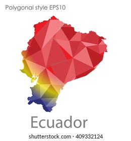 Ecuador map in geometric polygonal style.Abstract gems triangle,modern design background.