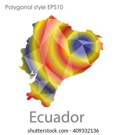 Ecuador map in geometric polygonal style.Abstract gems triangle,modern design background.