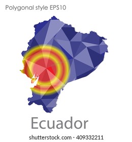 Ecuador map in geometric polygonal style.Abstract gems triangle,modern design background.