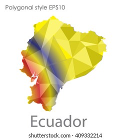 Ecuador map in geometric polygonal style.Abstract gems triangle,modern design background.