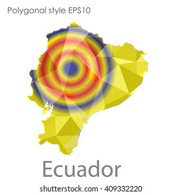 Ecuador map in geometric polygonal style.Abstract gems triangle,modern design background.