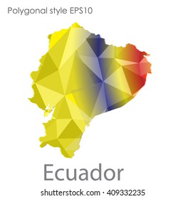Ecuador map in geometric polygonal style.Abstract gems triangle,modern design background.