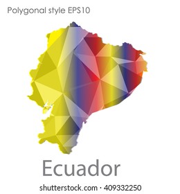 Ecuador map in geometric polygonal style.Abstract gems triangle,modern design background.
