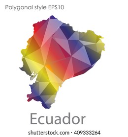 Ecuador map in geometric polygonal style.Abstract gems triangle,modern design background.