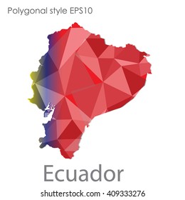 Ecuador map in geometric polygonal style.Abstract gems triangle,modern design background.