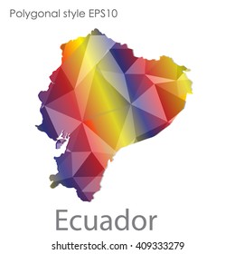 Ecuador map in geometric polygonal style.Abstract gems triangle,modern design background.