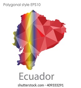 Ecuador map in geometric polygonal style.Abstract gems triangle,modern design background.