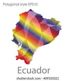 Ecuador map in geometric polygonal style.Abstract gems triangle,modern design background.