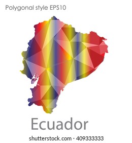 Ecuador map in geometric polygonal style.Abstract gems triangle,modern design background.