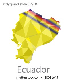 Ecuador map in geometric polygonal style.Abstract gems triangle,modern design background.