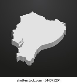 Ecuador map in gray on a black background 3d