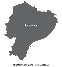 Ecuador map, gray with white country name letters on the map.