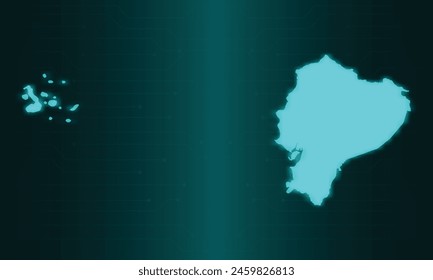 Ecuador Map with Green Circuit Technology Style.