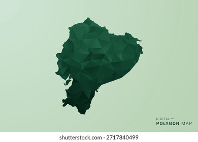 Mapa de Ecuador - Ilustración vectorial de estilo de polígono verde, diseño geométrico de bajo poli con silueta limpia sobre fondo verde suave.