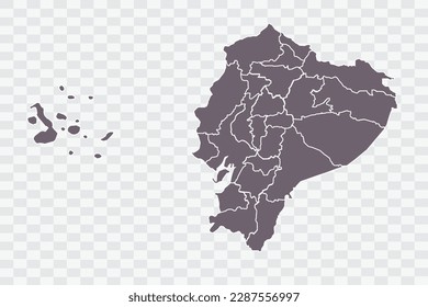Ecuador Map Grey Color on White Background quality files Png