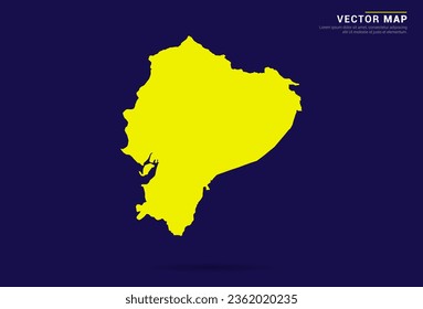 Mapa de Ecuador - Alto Detallado. Color amarillo en el fondo oscuro. vector de diseño abstracto.