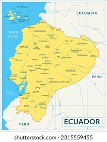 Mapa ecuatoriano - ilustración vectorial altamente detallada