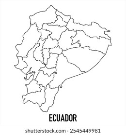 Icono de mapa de Ecuador aislado sobre fondo blanco. Mapa de esquema. Icono de línea simple. Ilustración vectorial