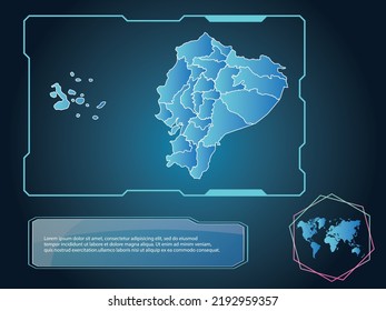 Ecuador Map infographic technology blue Color element collection background
