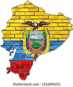 Ecuador map on a brick wall - Illustration