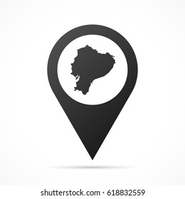 Ecuador Map on location pin. Map pointer isolated on a white background.
Conceptual vector illustration.