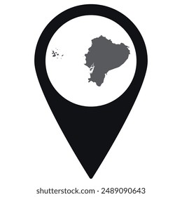 Ecuador map. Map of Ecuador on map pin icon black color isolated