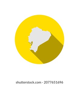 Ecuador map on yellow circle with long shadow