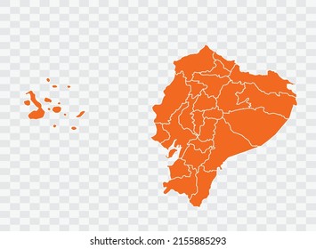 Ecuador map orange Color on White Backgound  illustration eps 10