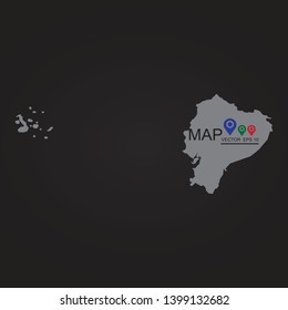 Ecuador map outline on the white background. illustration, Map of Ecuador Vector Illustration. - Vector