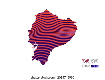 Ecuador map red and blue of abstract with dynamic waves vector.