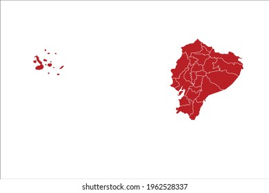 Ecuador Mapa de color rojo sobre fondo blanco