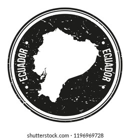 Ecuador Map Symbol. Round Design Stamp Travel and Business Vector.