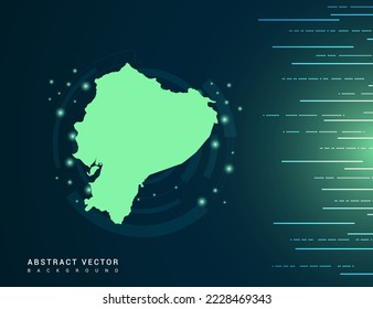 Ecuador map of technology green futuristic Background vector.