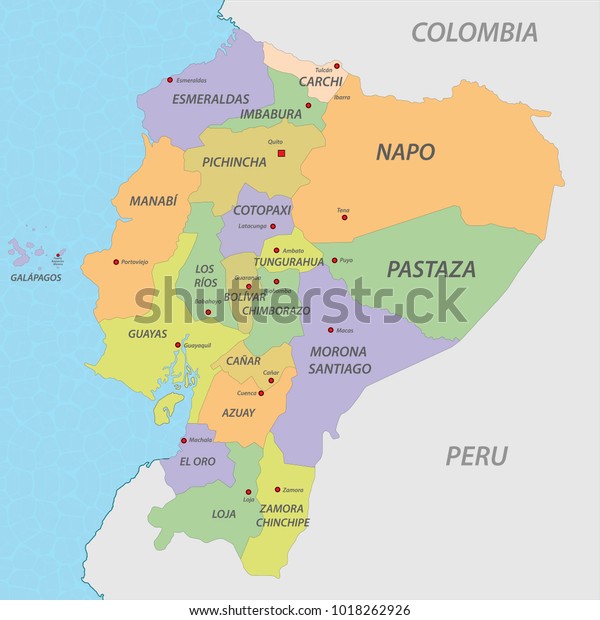 Ecuador Map Vector Stock Vector (Royalty Free) 1018262926