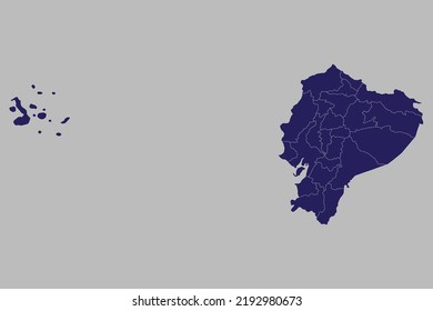 Ecuador map vector, blue color, Isolated on gray background