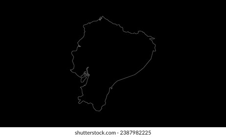 Ecuador map vector illustration. Drawing with a white line on a black background.