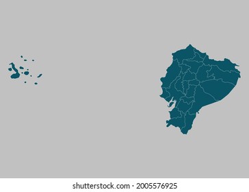 Ecuador map vector,isolated ocean blue color on gray background