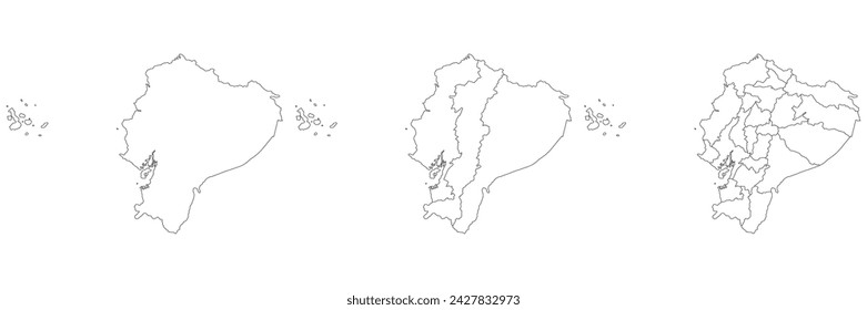 Ecuador map. Map of Ecuador in white set