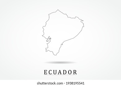 Mapa ecuatoriano - Mapa mundial Modelo vectorial internacional con un contorno negro delgado o contorno estilo de esbozo gráfico y color negro aislado en fondo blanco - Ilustración vectorial eps 10