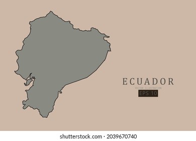 Ecuador Map - World Map International vector template with old classic style and gray color on map isolated on brown background - Vector illustration eps 10 