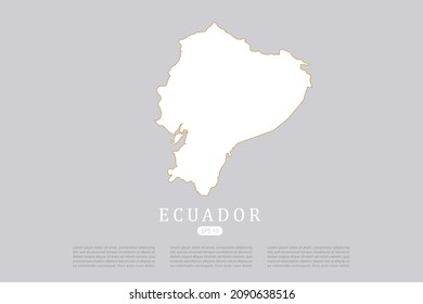 Ecuador Map - World Map International vector template with white color and thin gold outline graphic sketch style isolated on grey background for design - Vector illustration eps 10