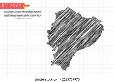 Ecuador Map - World Map International vector template with black outline graphic sketch and old school style isolated on white grid background - Vector illustration eps 10