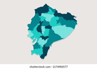 Ecuador Map - World Map International vector template with High detailed including blue and green outline color isolated on white background - Vector illustration eps 10
