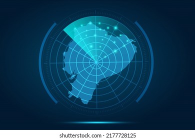 Ecuador Map - World Map International vector template with futuristic circle radar style HUD, GUI, UI interface isolated on blue background for design, infographic - Vector illustration eps 10