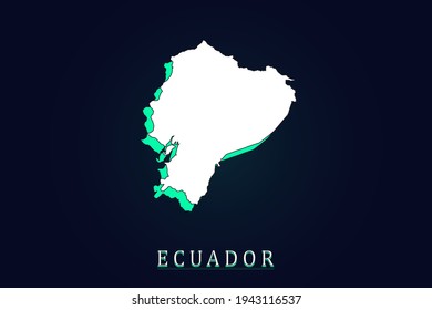 Ecuador Map - World map vector template with green and white  color gradient isolated on dark background - Vector illustration eps 10
