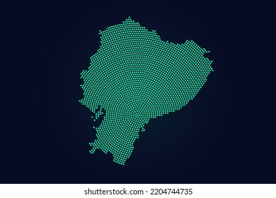 Ecuador Map - World map vector template with green dots, grid, grunge, halftone style isolated on dark background for education, infographic, design, website - Vector illustration eps 10
