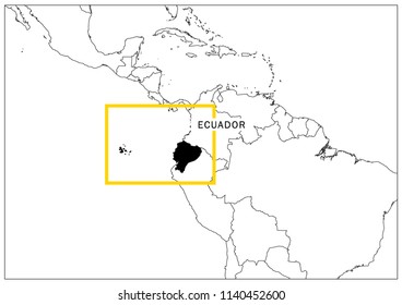 Ecuador map yellow frame geography national 